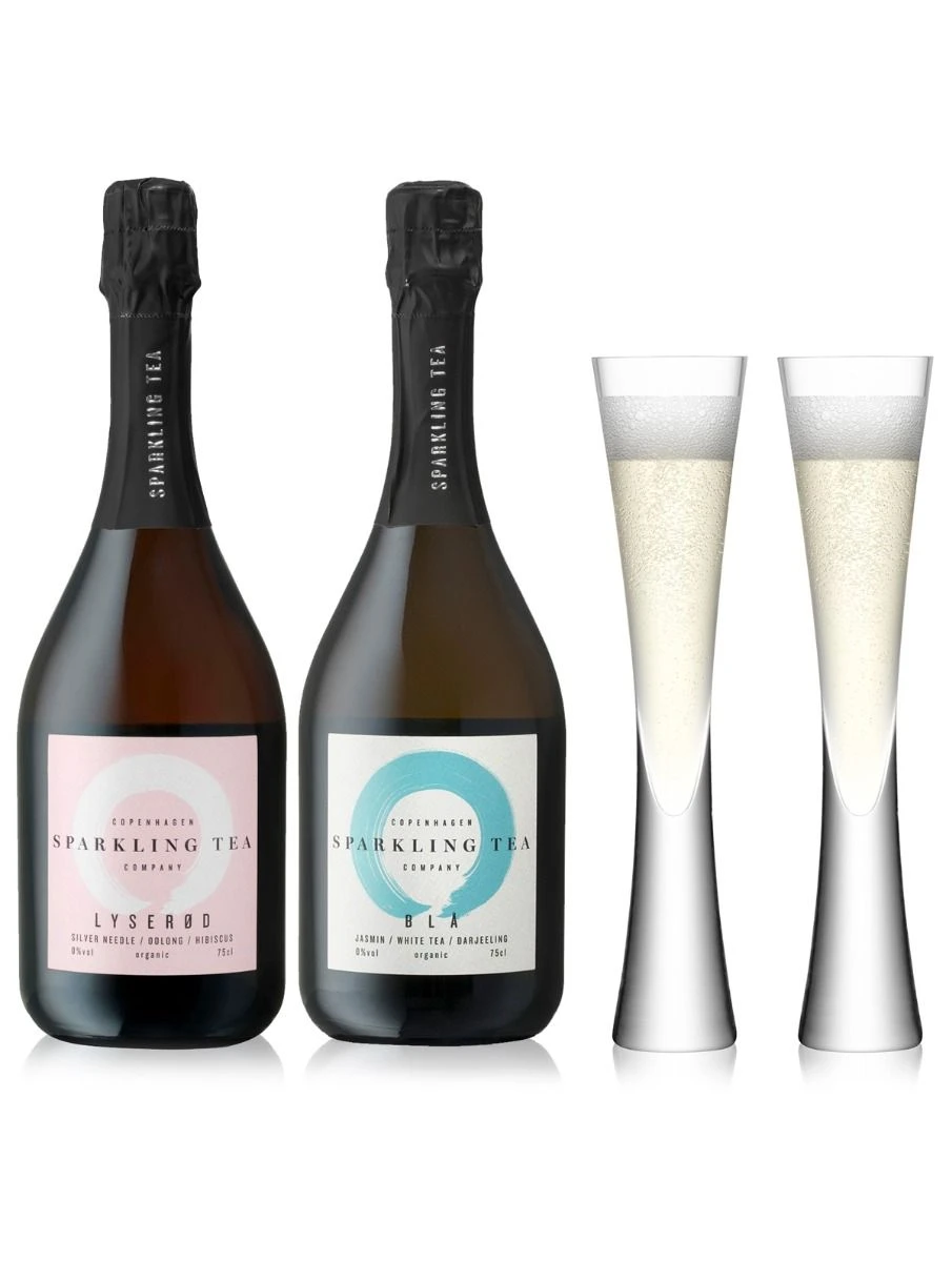 Copenhagen Sparkling Tea Duo 0% ABV & LSA Moya Flutes 1 Copenhagen Sparkling Tea Duo 0% ABV & LSA Moya Flutes