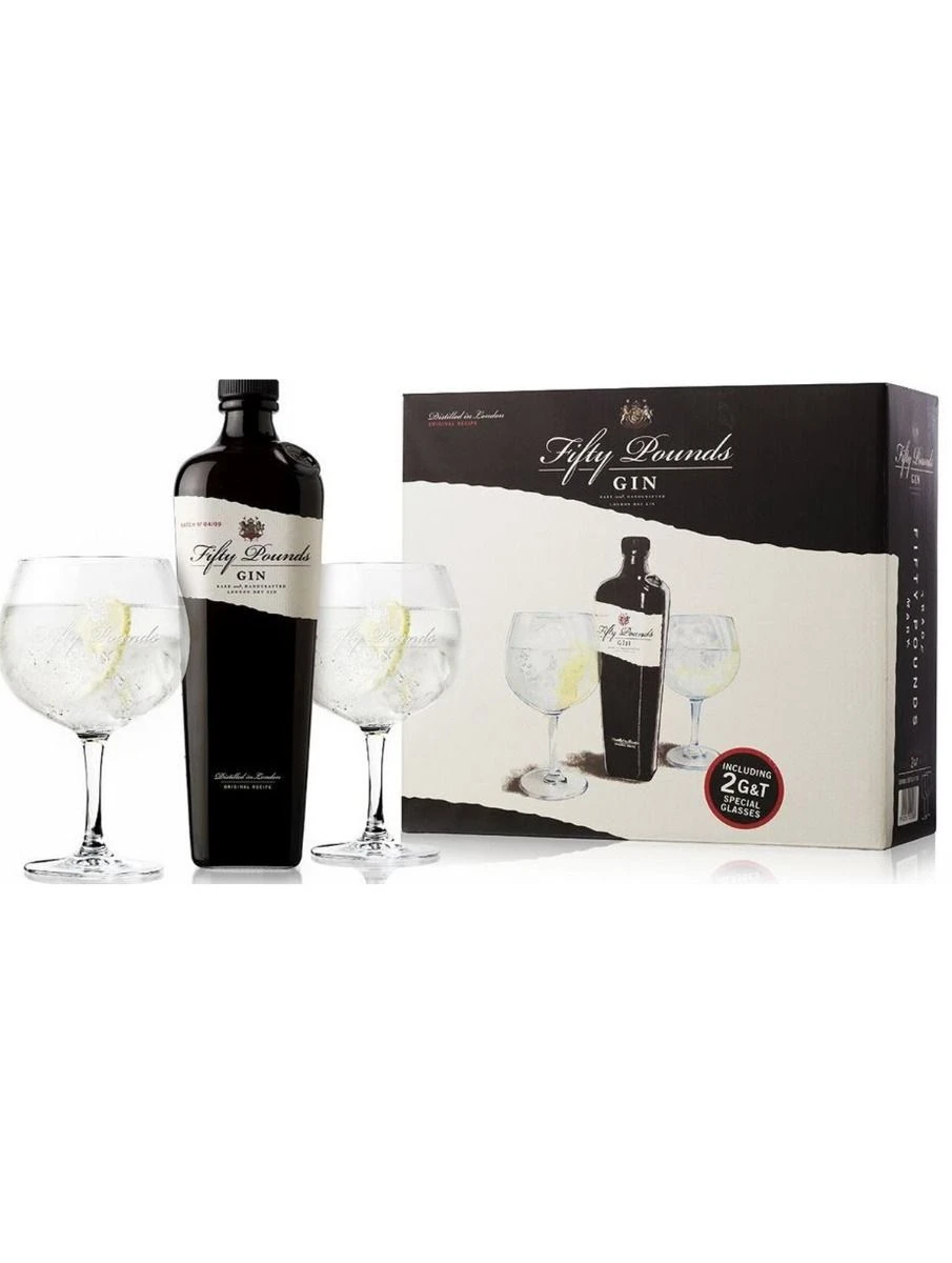 Fifty Pounds Gin 70cl Glasses Gift Set 1 Fifty Pounds Gin 70cl Glasses Gift Set