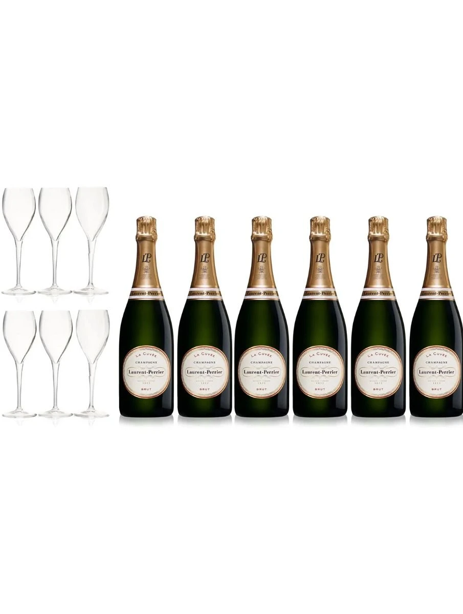 Laurent-Perrier La Cuvée NV Champagne Case Deal 6x75cl & 6 LP Glasses 1 Laurent-Perrier La Cuvée NV Champagne Case Deal 6x75cl & 6 LP Glasses