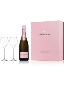 Louis Roederer Rosé 2014 Vintage Champagne 2 Flute Gift Set 75cl