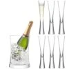 LSA Moya Champagne Serving Set - Clear Ice Bucket & Flutes (Set Of 6)