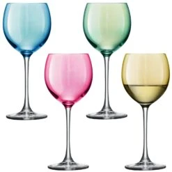 LSA Polka Wine Glasses - Pastel 400ml (Assorted Set Of 4)