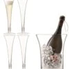 LSA Prosecco Serving Set - Flutes Clear (Set Of 4 & Bucket)