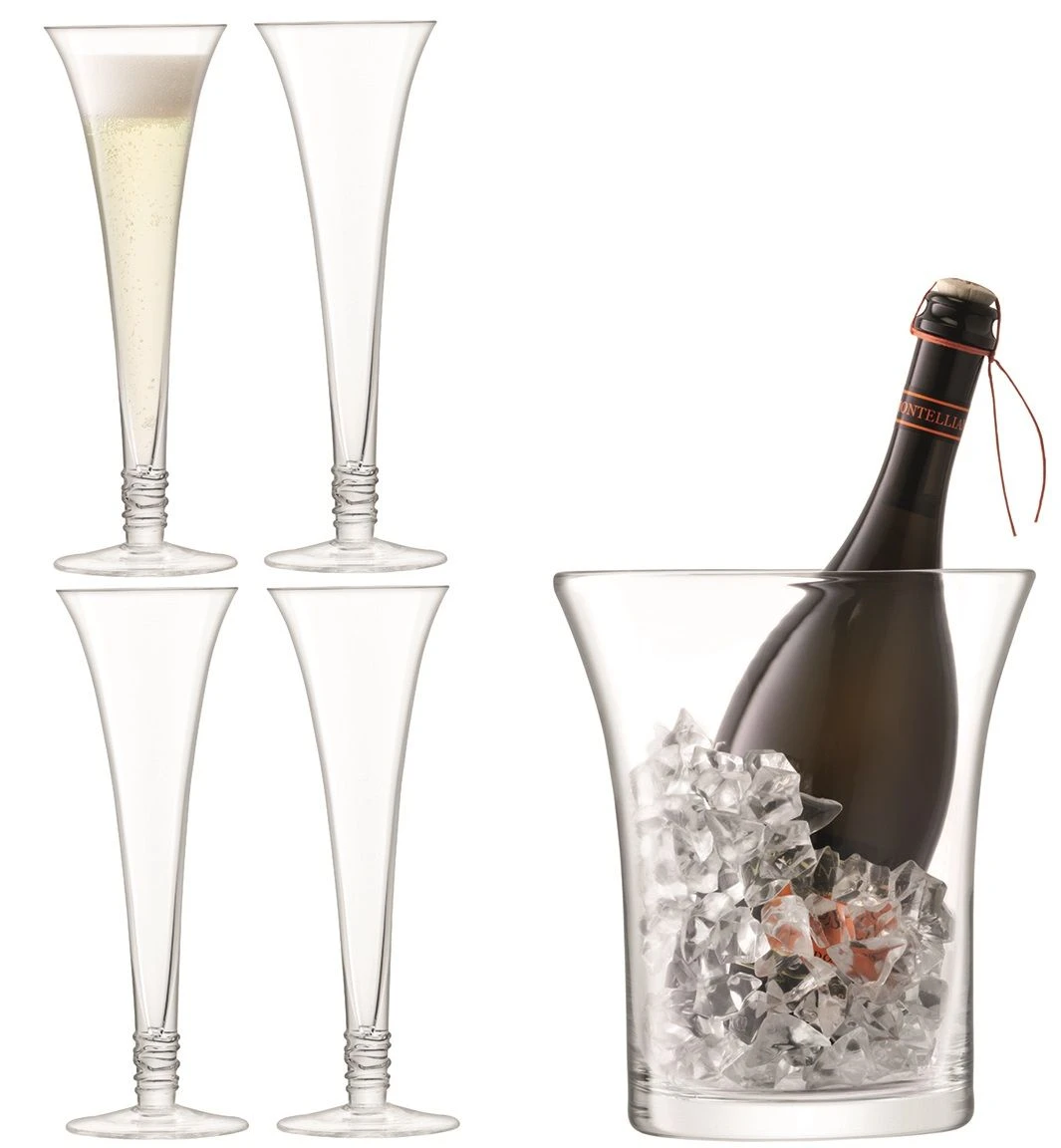 LSA Prosecco Serving Set - Flutes Clear (Set Of 4 & Bucket) 1 LSA Prosecco Serving Set - Flutes Clear (Set Of 4 & Bucket)