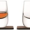 LSA Whisky Islay Shot Glasses & Walnut Coaster - Clear 80ml (Set Of 2)