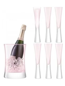 LSA Moya Blush Champagne Serving Set - Ice Bucket & Flutes (Set Of 6)