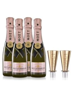 Moet & Chandon Rose Champagne Mini 20cls X4 & Sippers X2
