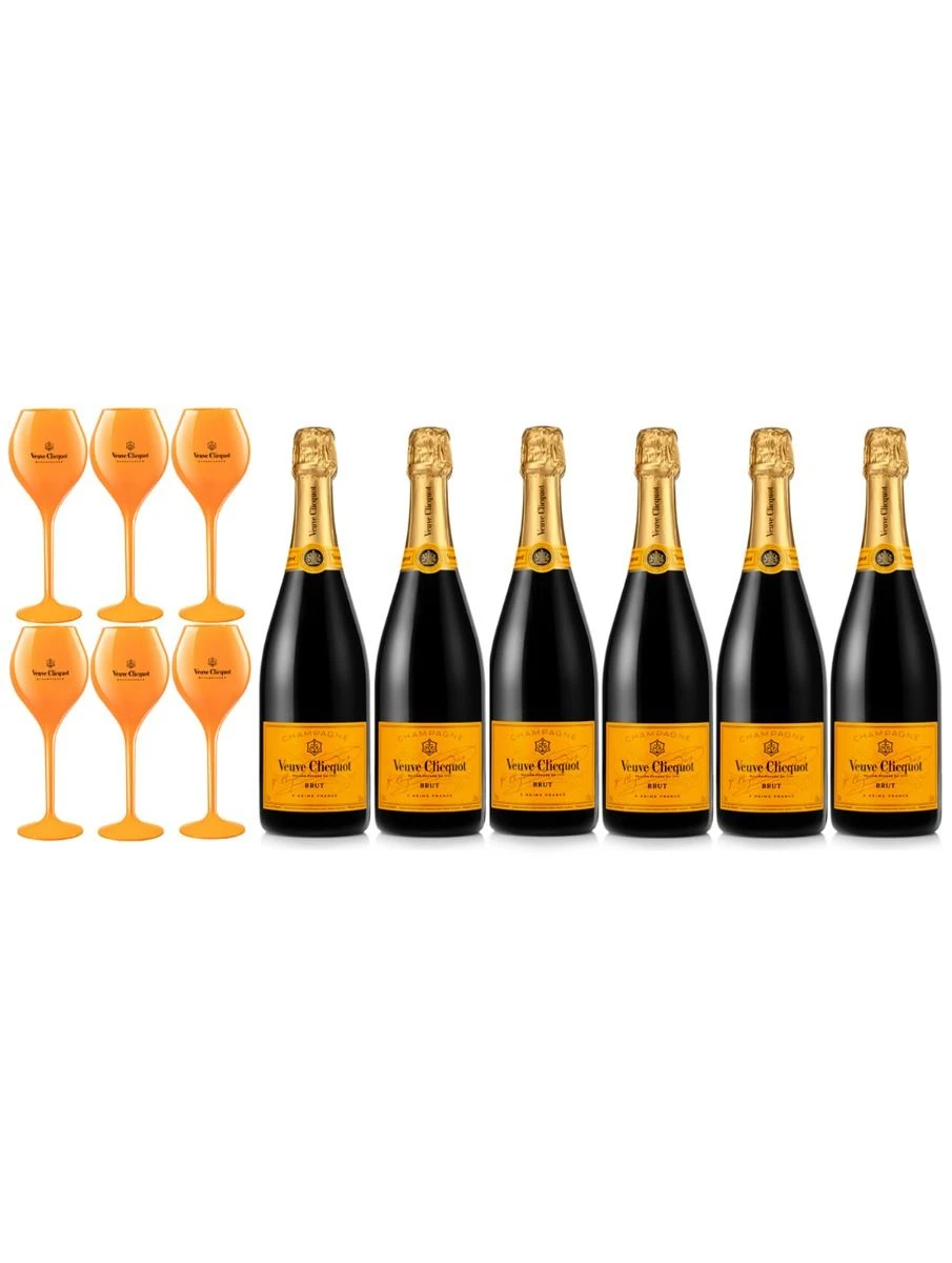 Veuve Clicquot Champagne Case Deal 6x75cl & 6 Acrylic Flutes 1 Veuve Clicquot Champagne Case Deal 6x75cl & 6 Acrylic Flutes