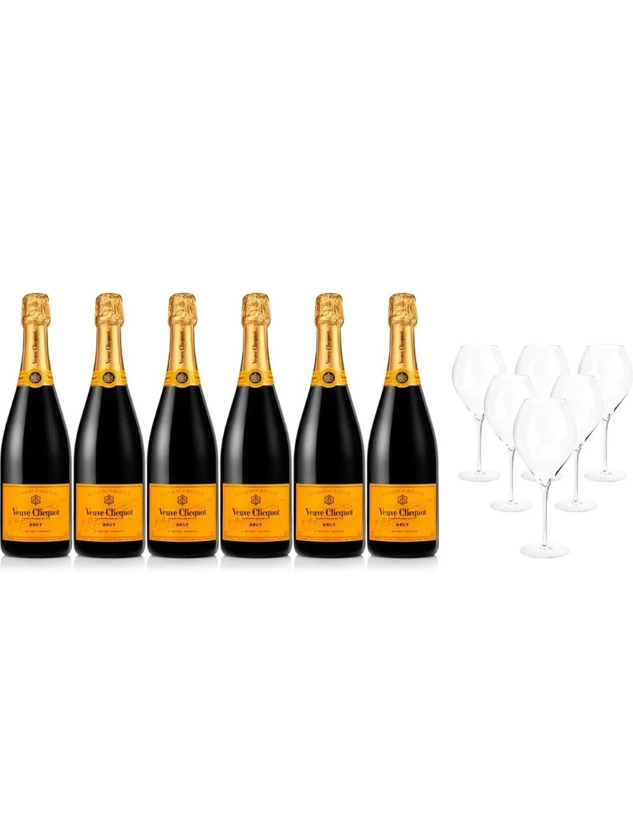 Veuve Clicquot Champagne Case Deal 6x75cl & 6 Glasses 1 Veuve Clicquot Champagne Case Deal 6x75cl & 6 Glasses